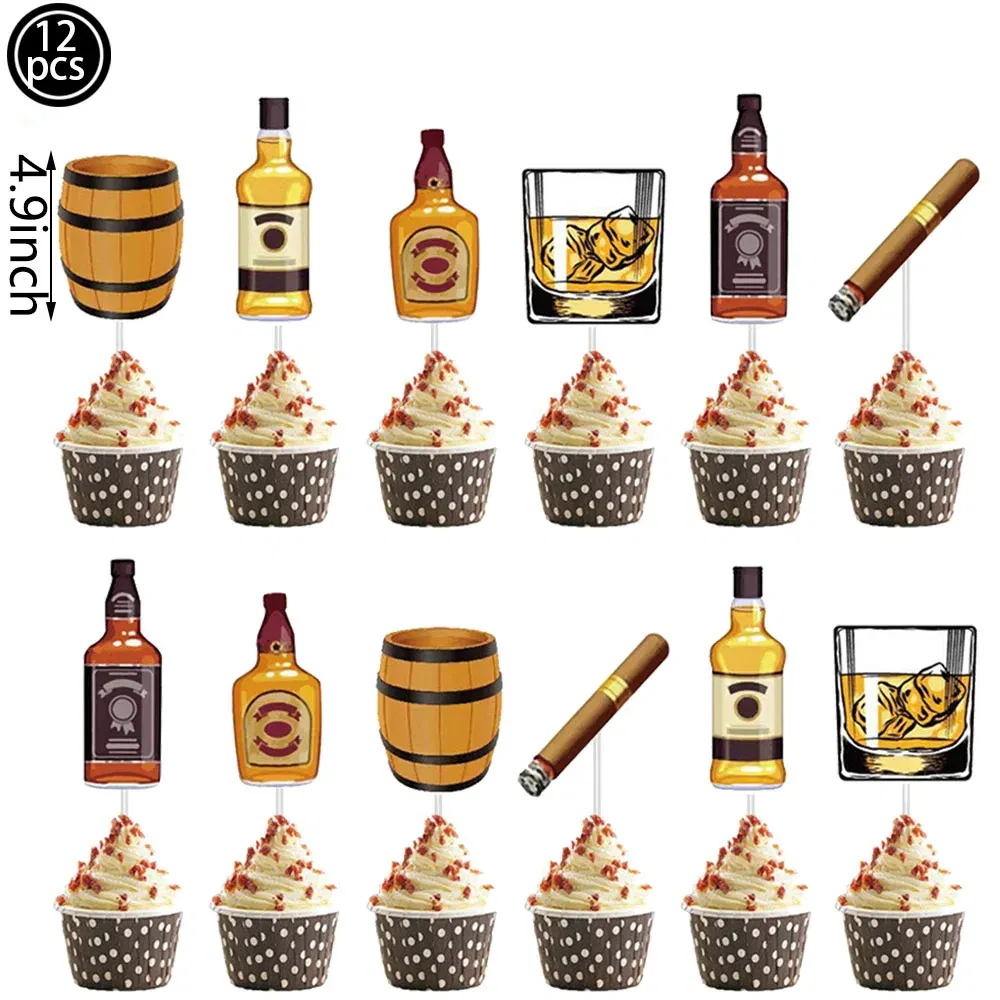 Color: Chocolate - Whiskey Party Decor Happy Birthday Banner Whiskey Balloon Gold Number Balloon Aged To Perfection 40th Birthday Party Supplies