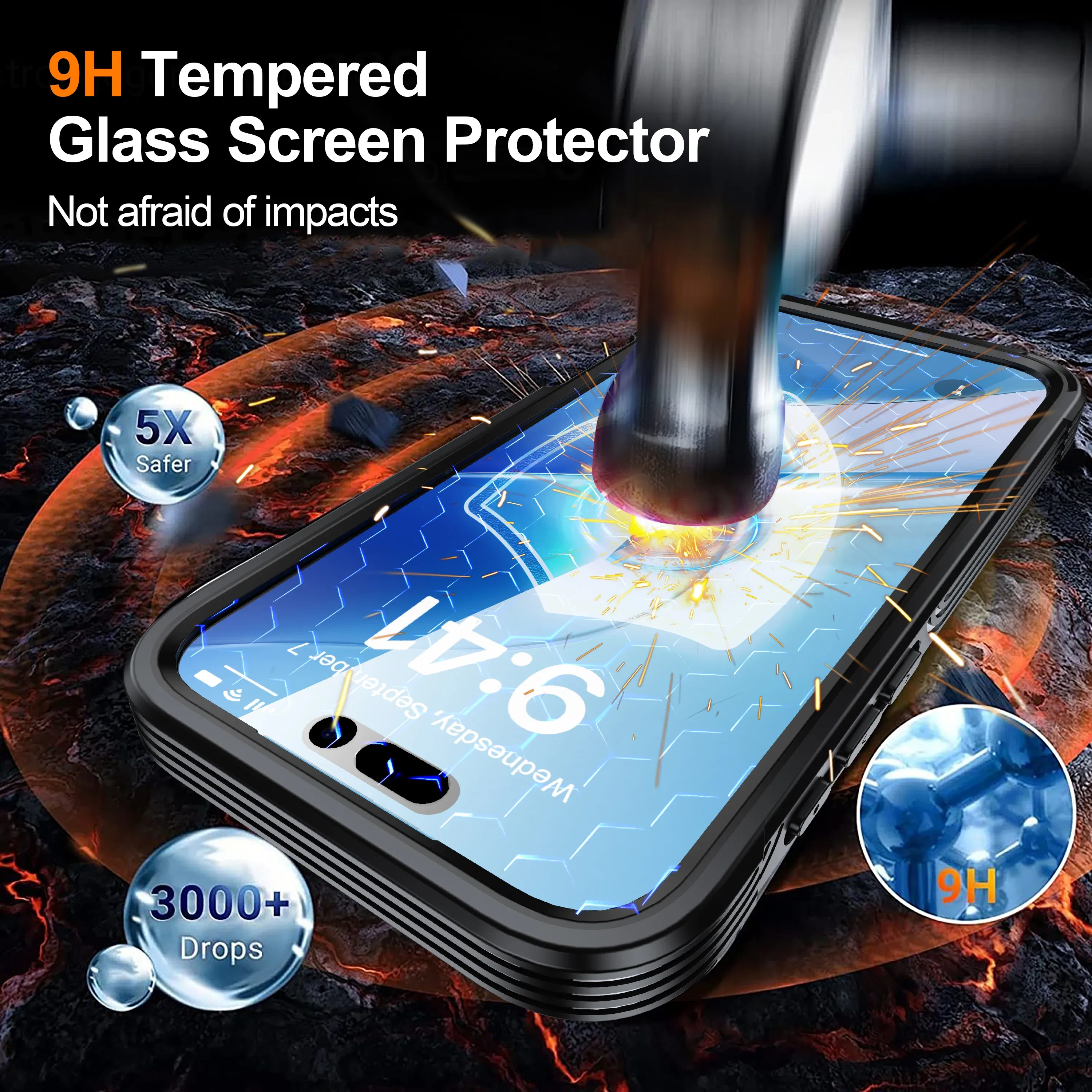 Color: Blue, Compatibility by Model: iPhone17 Pro - Shellbox-For iPhone17promax/17Air phone case, drop-resistant, ultra-thin transparent magnetic, scratch-resistant and wear-resist