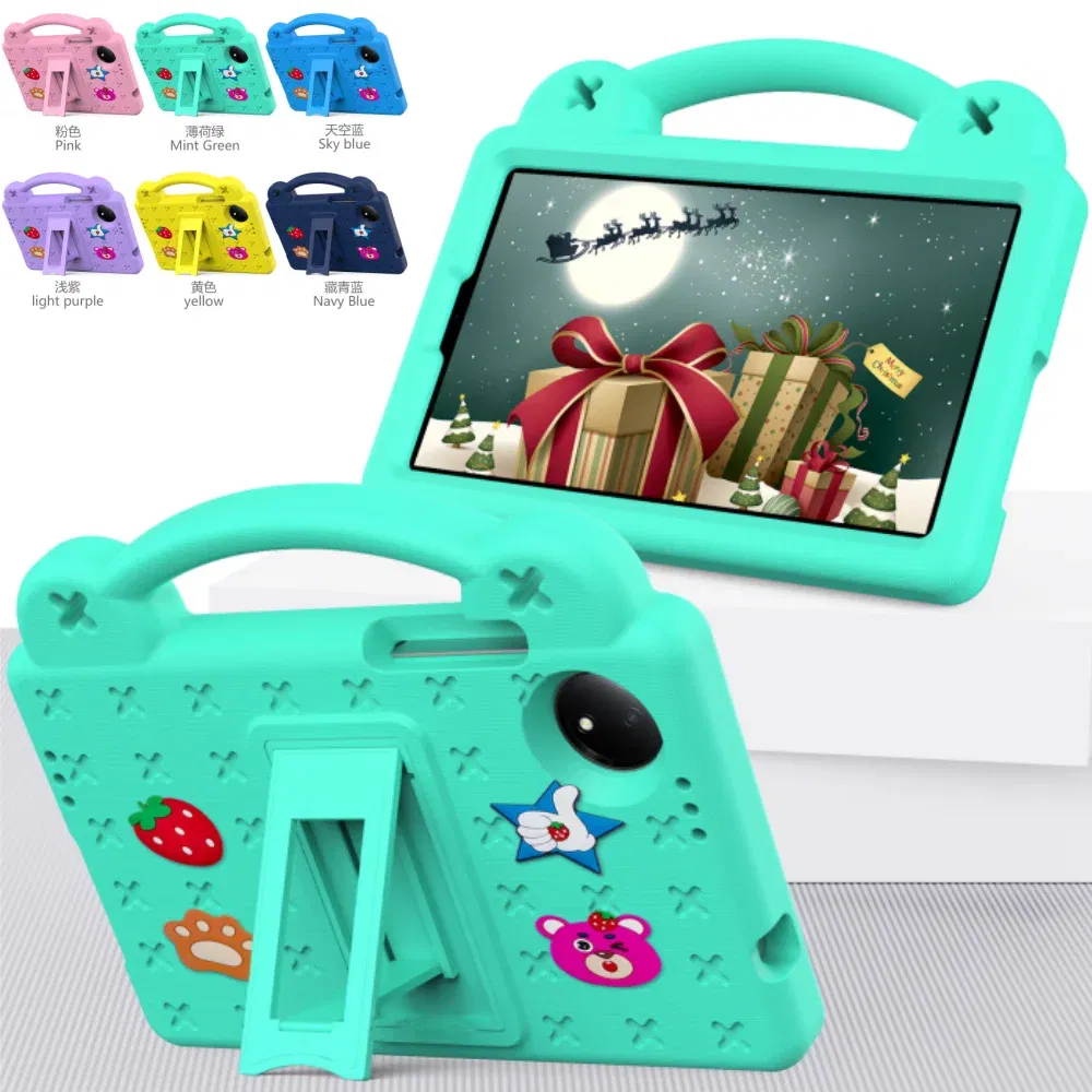 Color: Misty Gray, Size: eleven - Kids EVA Handle Case for Xiaomi Redmi Pad SE 8.7 inch 2024 Shockproof Protective Cute Strawberry Bear Tablet Cover 8.7"