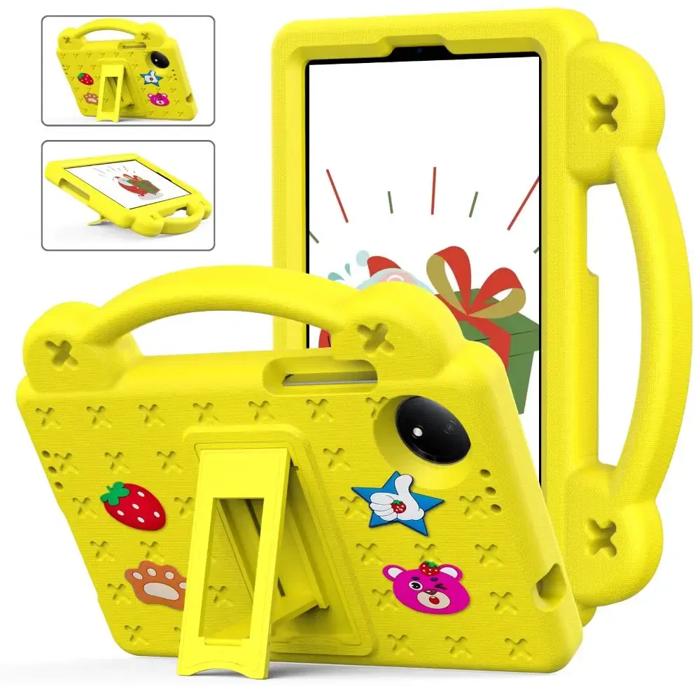 Color: Misty Gray, Size: eleven - Kids EVA Handle Case for Xiaomi Redmi Pad SE 8.7 inch 2024 Shockproof Protective Cute Strawberry Bear Tablet Cover 8.7"