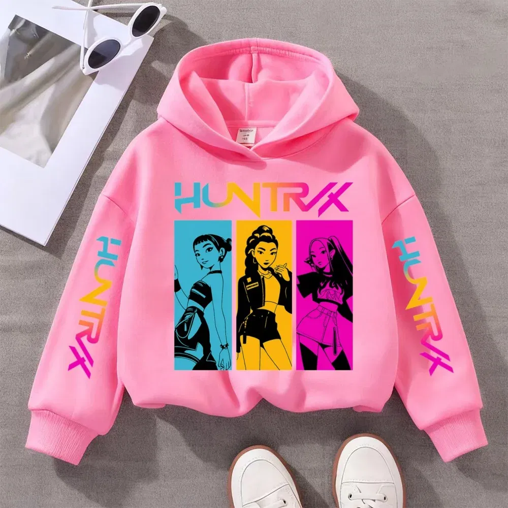 Color: Pink, Kid Size: 104 - KPOP Demon Hunters Children's Sweatshirt Girls' Clothes Girls' Sweatshirt autumn 2024 New Cute Fashion Hoodie