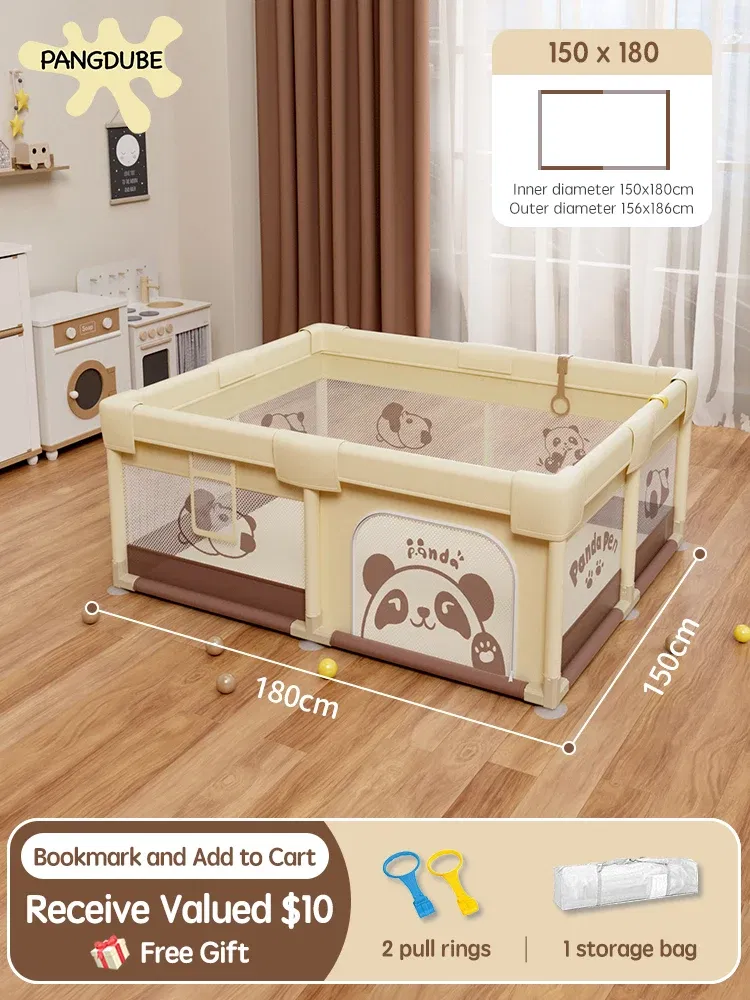 Color: WHITE, Ships From: CHINA - PANGDUBE Panda Baby Playpens Children's Playpen Optional 4 Sizes Playpen for Baby Activity Gym Kids Play Fence Playground