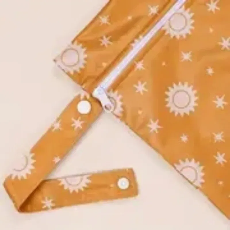 Color: Brown - HappyFlute 2PCS 26*36CM Reusable Wet Dry Bag Waterproof Leak-Proof Quick-Drying For Nappy Changing Eco-Friendly Travel Wetbag