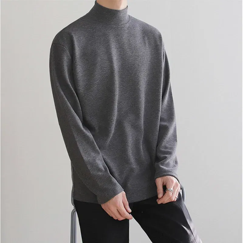 Color: SKY BLUE, Size: XXXL - Yasuk Spring Autumn Winter Solid Casual Plush Turtleneck Men's Loose Bottom Double Faced Velvet Sweater Simple Warm BigSize