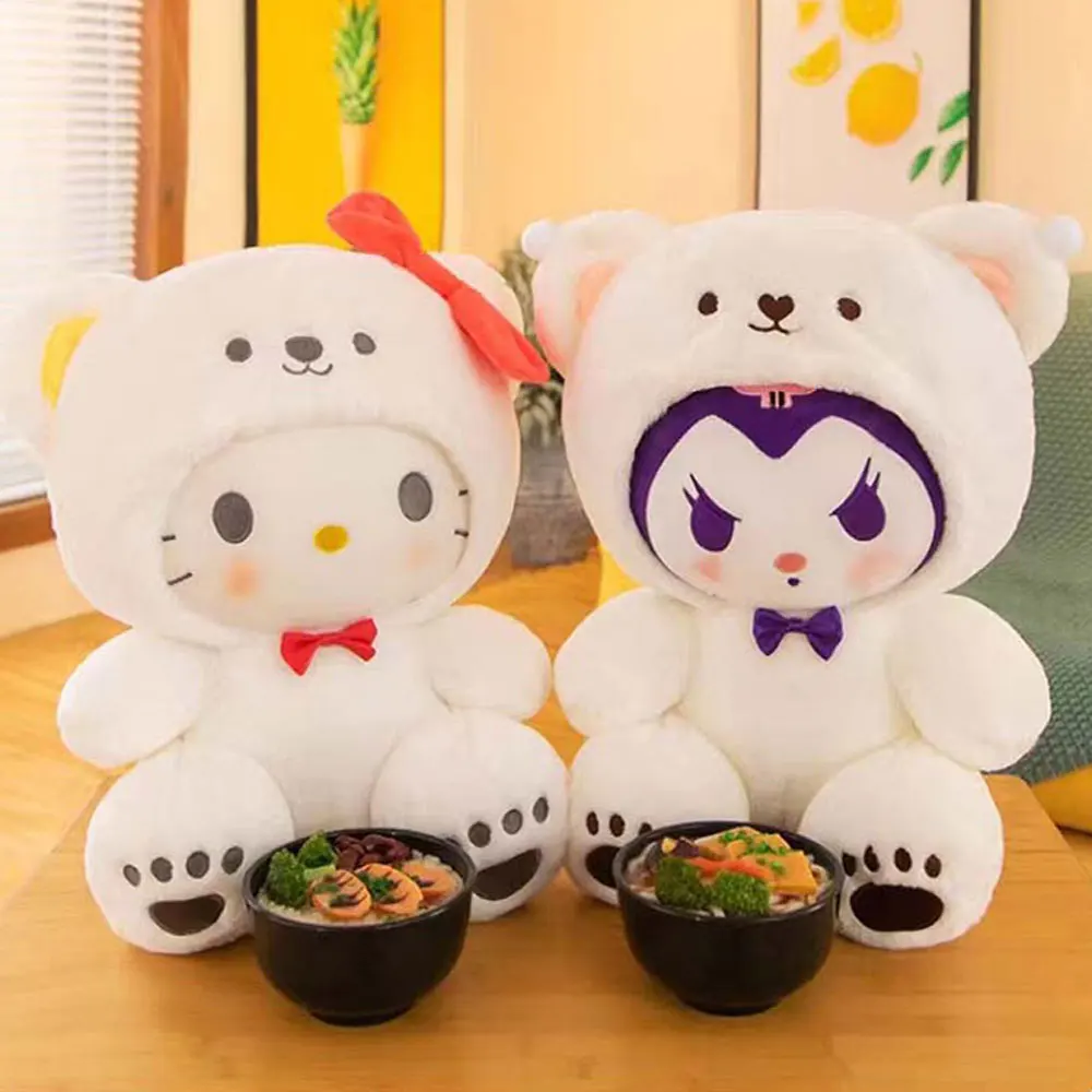 Color: WHITE, Height: 11cm-30cm - kawaii Sanrio Plushies Toy Hello Kitty Cinnamonroll Pochacco Kuromi Plush Doll Cos Bear Cute Toys Children Birthday Gifts