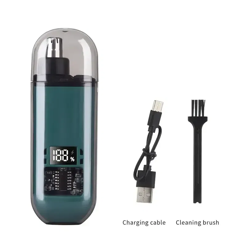 Color: Silver - 2 In 1 Electric Portable Ear And Nose Hair Trimmer Clipper 2024 Professional Painless Portable Eyebrow For Men nose hair