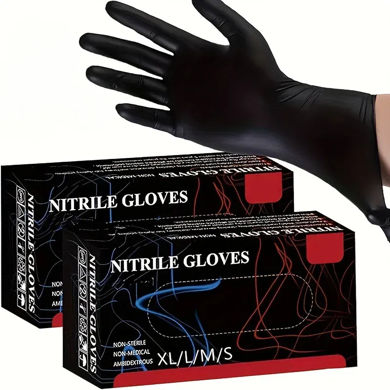 Color: black, Size: L - 20/50/100PCS Disposable Black Nitrile Gloves for Household Use Latex Free Powder Free Cleaning Gloves Tattoo  Hairdressing Tools
