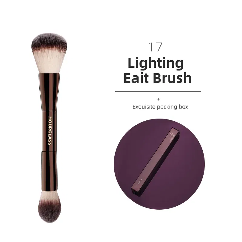 Handle Color: Dark Khaki - Hourglass Makeup Brushes Powder Foundation Concealer Blusher Bronzer Eye Shadow Eyebrow Eyeliner Sculpting Brush