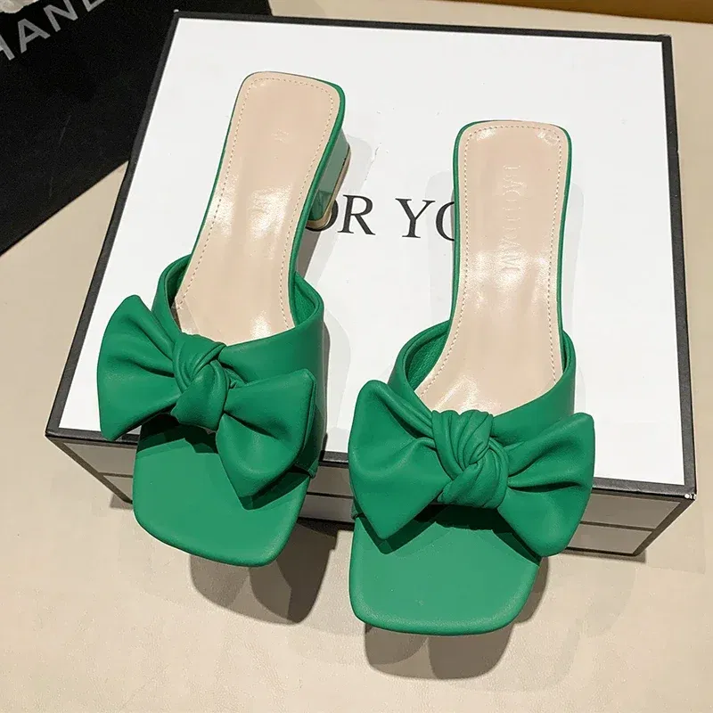 Color: MINT GREEN, Shoe Size: 40 - Large Size Women's Shoes 35-42 Summer Outer Wear Flat Slippers Wide Sandals Slippers Rhinestone Fashion Home Slippers