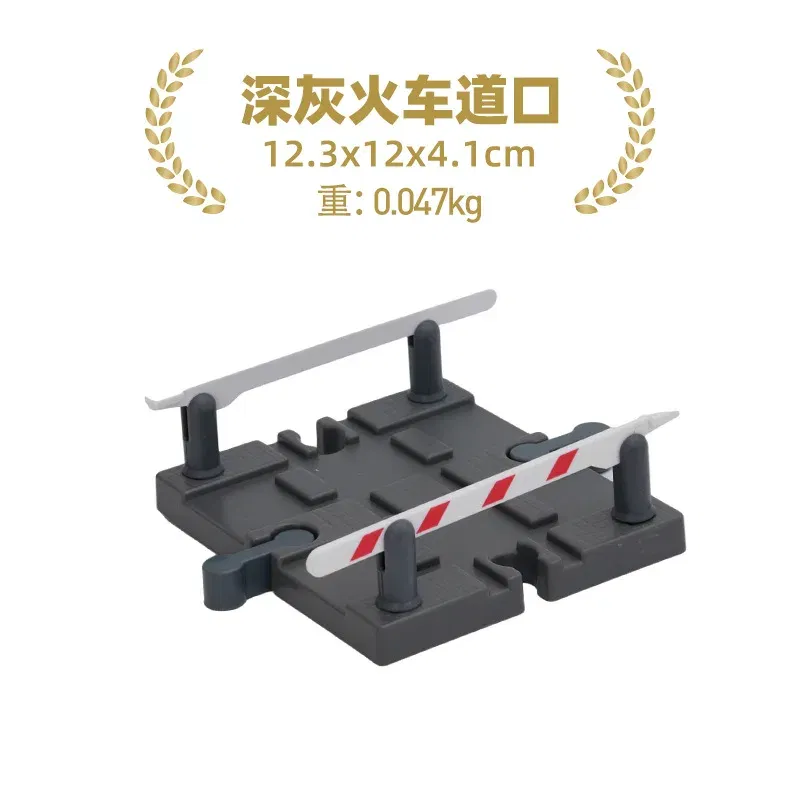 Color: WHITE - Wooden Train Tracks Railway Toys Set Parking lot apron fire station gas station rotary crane Overpass Model for Kids Toys Gifts