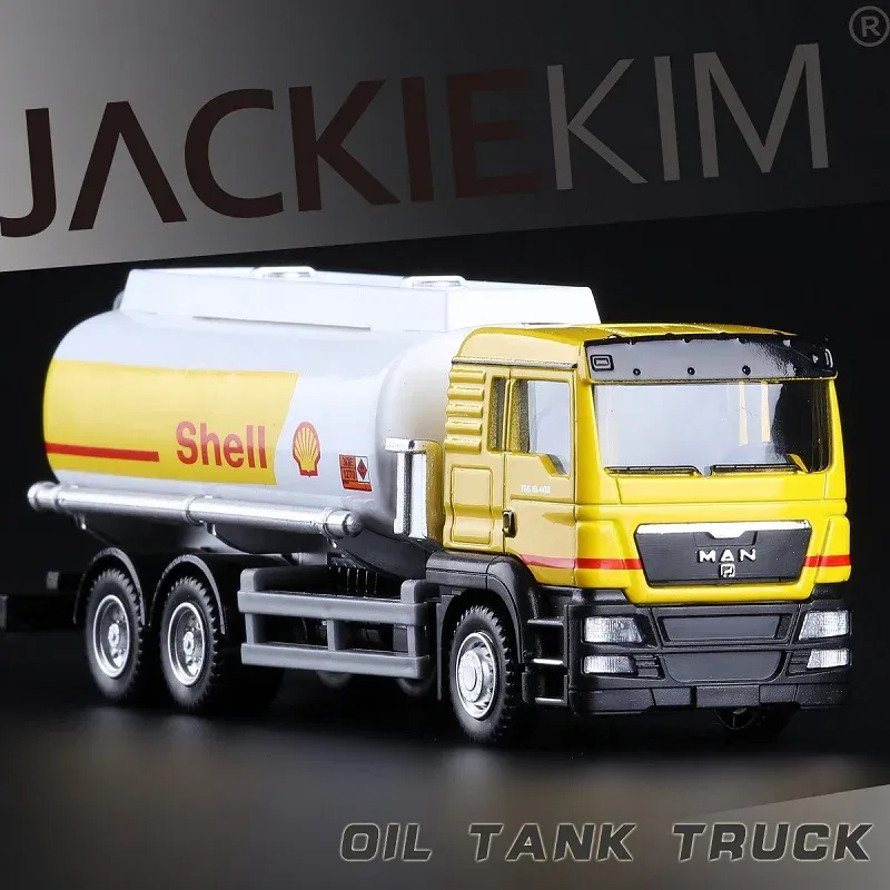 Color: Yellow - MAN Scania Shell Total bp Castrol Oil Tank Truck Simulation Diecasts & Toy Vehicles RMZ city 1:64 Alloy Car Model Gifts For Boys