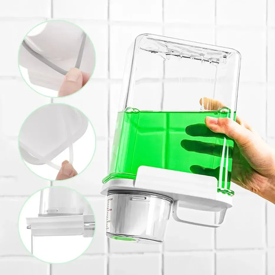 Color: Clear - Portable Washing Powder Dispenser with Measuring Cup - Airtight Laundry Liquid Storage Jar for Convenient and Efficient Laundry