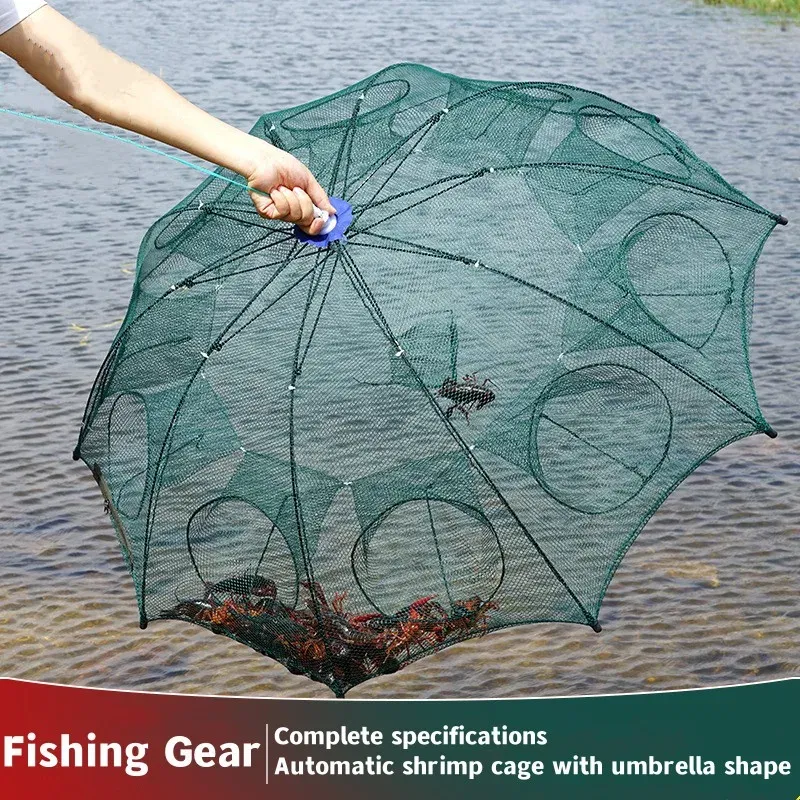 Color: Orange - Cyrusher Umbrella Net Shrimp Cage Fishing Net Fish Protection  Automatic Folding Fish Net Moving Kite Fishing Net Hand Cast Net