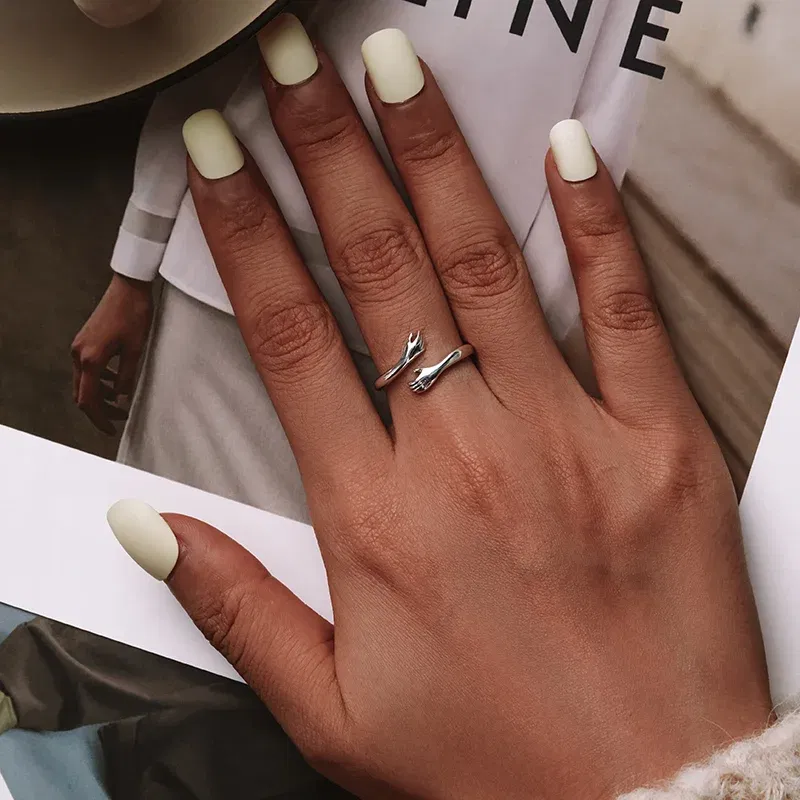 Gem Color: Rose Gold, Ships From: CHINA - WOSTU Real 925 Sterling Silver Open Ring Finger Adjustable Size Wedding Rings For Women Engagement Fashion Silver Jewelry Gift