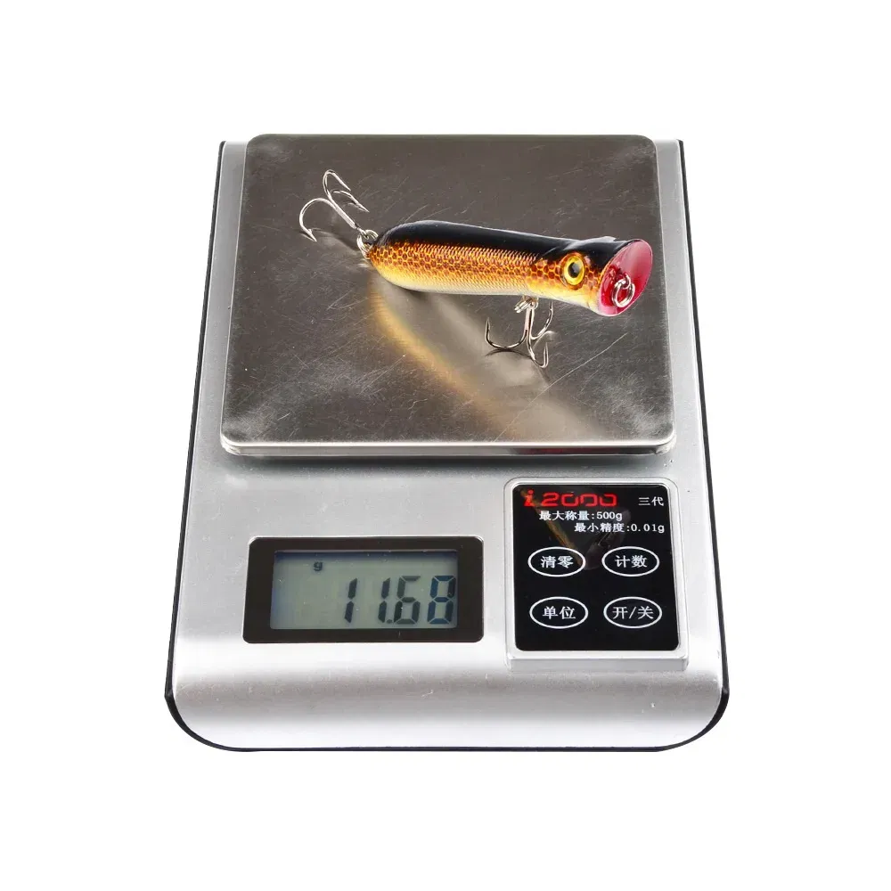 Color: Burgundy - 80mm 12g 6# Hook Popper Hard Bait Wobbler Fishing Lure Artificial Floating Trailer Ocean Fishing Bionic Carp Tackle Sea Fishing