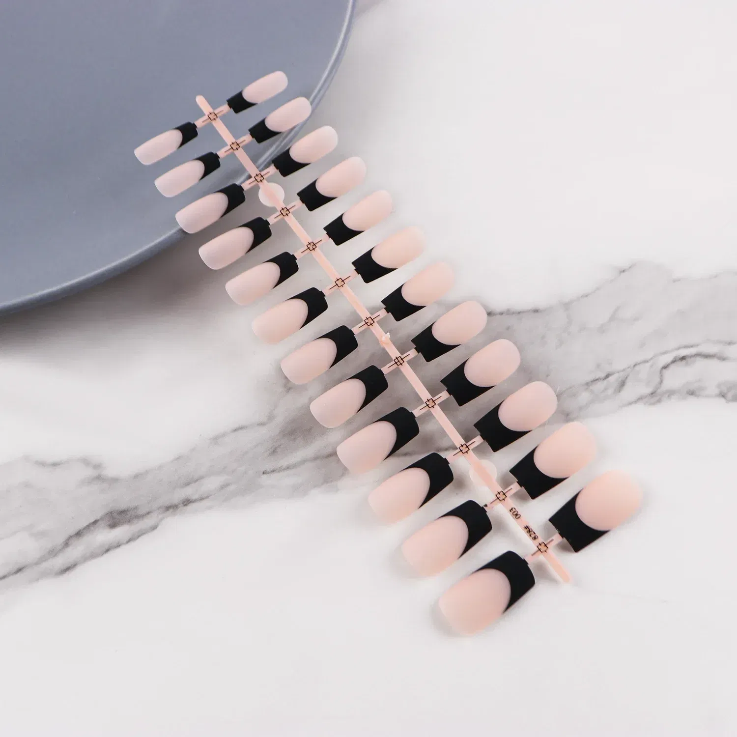 Color: black - 24PCS Square Head Matte False Nails Ballet Detachable Full Cover Artificial Fingernails Frosted Press Glue on Fake Nail Tips