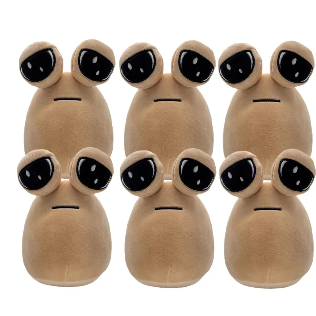Color: WHITE - 1-6Pcs 22Cm Anime Game The Maw My Pet Alien Pou Kawaii Cartoon Plush Toys Children Birthday Xmas Gifts