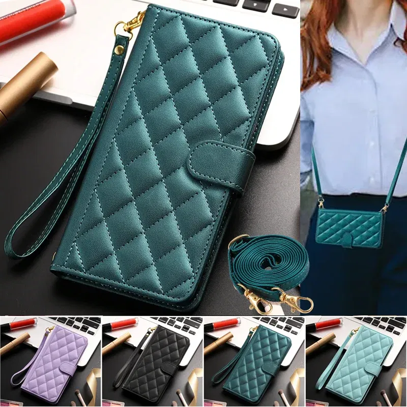 Material: ABS, Color: light green - Long lanyard Flip Leather Case for Samsung Galaxy Note 20 Ultra 10 9 8 Plus A10 A20E A30 A50 A70 A51 A71 A21S Wallet Card Cover