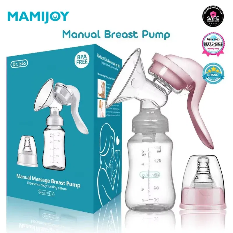 Color: WHITE - MAMIJOY  Breast Pump Baby Nipple Manual Suction Milk Pump Feeding Breasts Pumps Milk Bottle Sucking Postpartum Supplies BPA Free