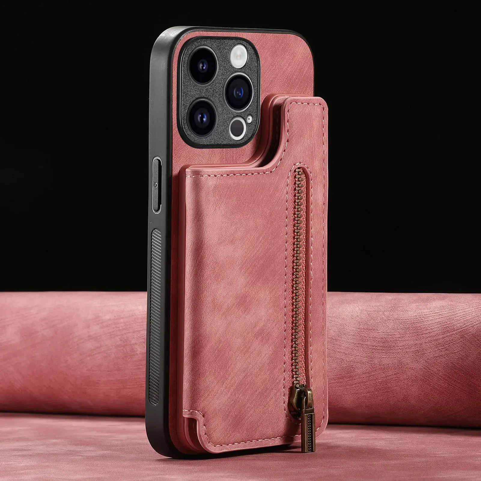 Color: Blue, Material: TPU - Leather Zipper Wallet with Card Holder Phone Case for IPhone 15 14 11 Pro Max 13 12 Mini X XR XS Max 8 7 Plus Shockproof Cover