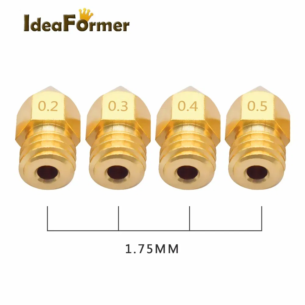 Color: Black, Size: 1.2mm - 5/10pcs MK8 Brass Nozzle 1.75/3.0mm Filament Extruder Print Head Nozzle 0.2/0.3/0.4/0.5mm for CR10 CR10S Ender3 3D Printer Parts