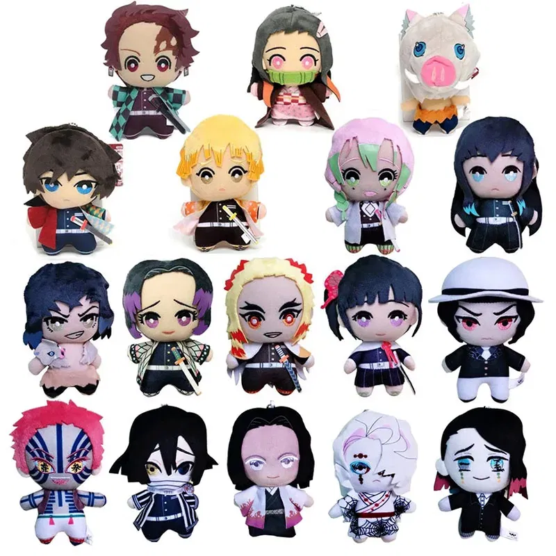 Color: DeepPink, Height: 11cm-30cm - 15cm Japan Anime Demon Slayer Akaza Rui Iguro Obanai Tanjirou Kamado Nezuko Agatsuma Zenitsu Plush Toys Doll Peluche Gift