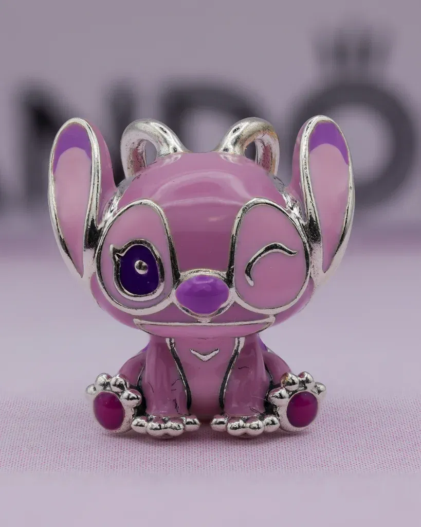 Gem Color: Ochre - S925 Silver Jewelry Stitch and Angel Charms Disney Series Bead 1:1 Model with Logo Fit Pandora Bracelet Women Diy Making Jewelry