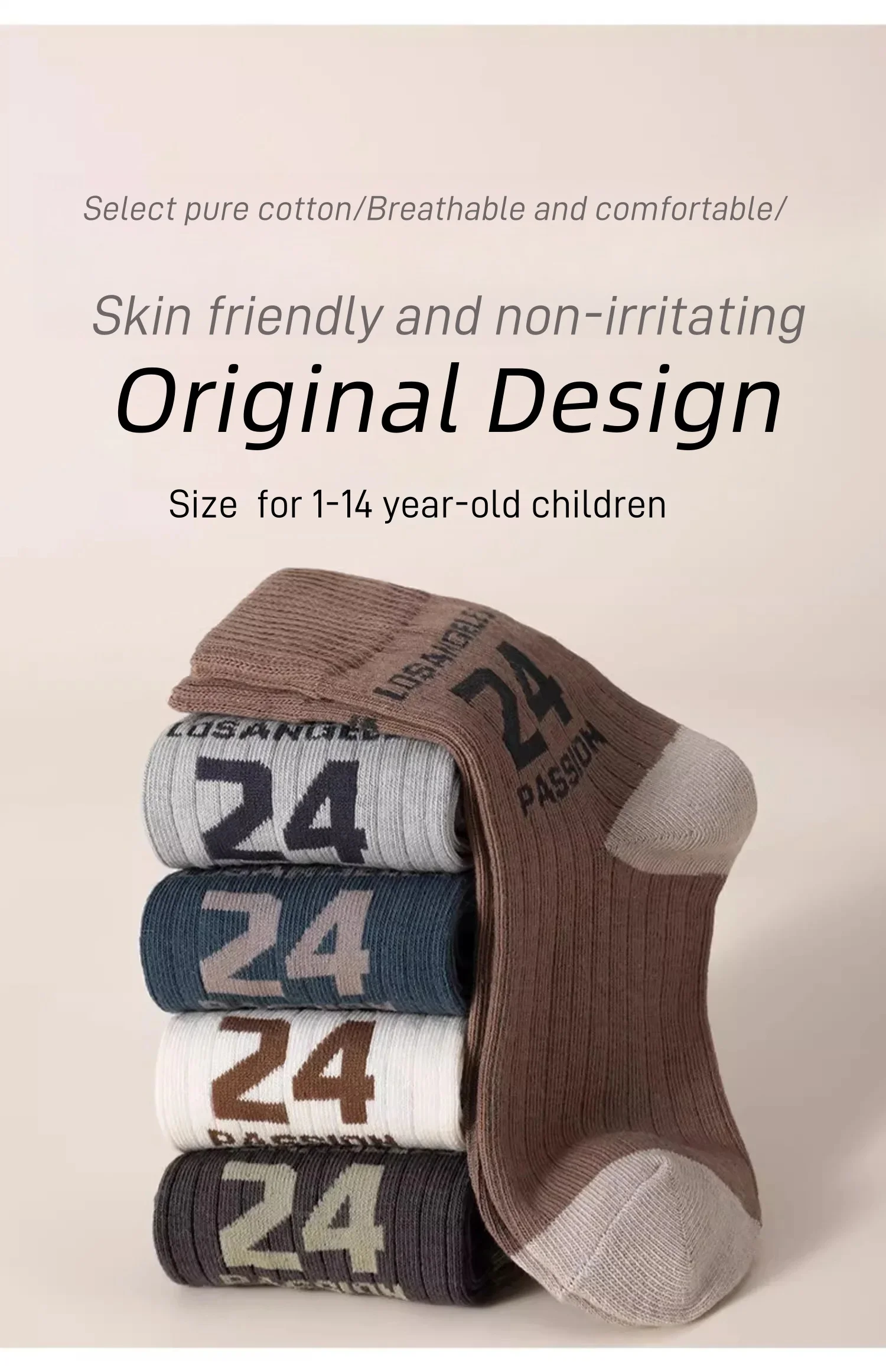 Color: Pink, Size: 10-12T - Autumn Socks Boys Solid With Letters Pattern Cotton Sock Children's Sporty Socks Spring Autumn Mid Calf Socks 5 pairs