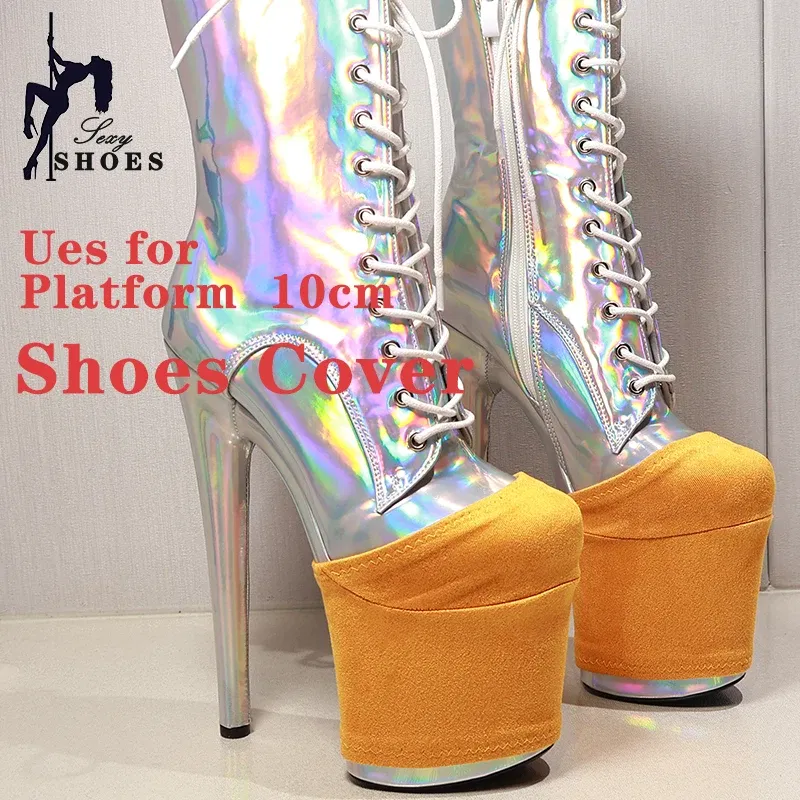 Color: Silver, Size: XXL - Suede Shoes Cover Steel Pole Dance Training Specific Protective Cover 10CM Platform Anti Slip Wear-resistant Boots Protective
