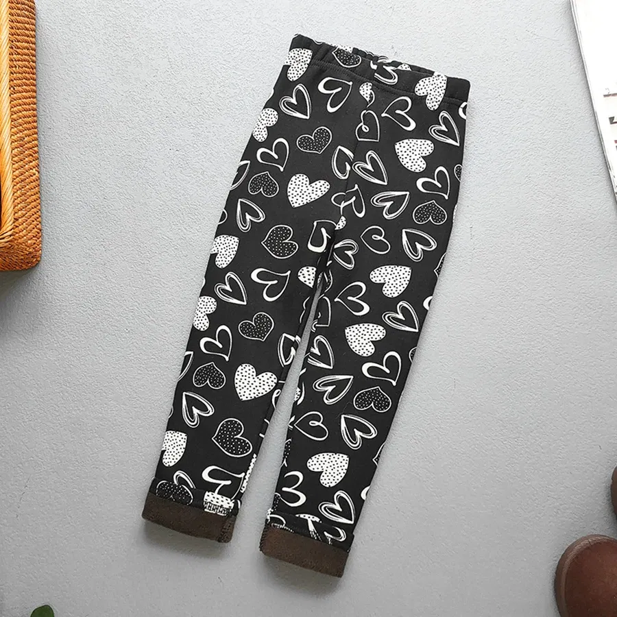 Color: SKY BLUE, Kid Size: 9 - Autumn Winter Print Flowers Thick Warm Kids Toddler Baby Girls Leggings Children's Pants