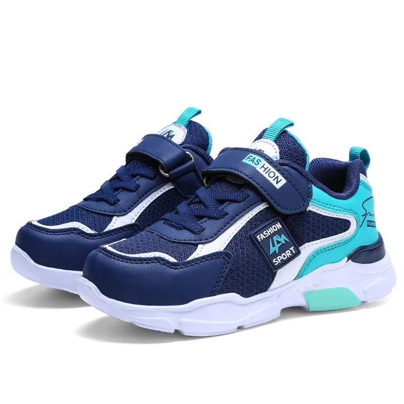 Color: black, Shoe Size: 35 - Children Casual Shoes for Boys Breathable Sneaker Summer Air Mesh Kids Hook&Loop Students School Shoe Size28-40