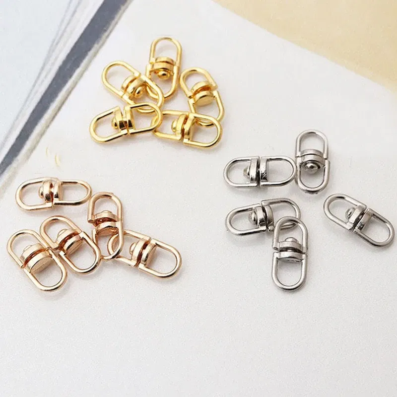 Color: champagne gold - 10pcs Metal Swivel Hook Clasp 20mm Bag Pendant Keychain Component Kc Gold/Gold/Silver Color Connector For Diy Jewelry Making