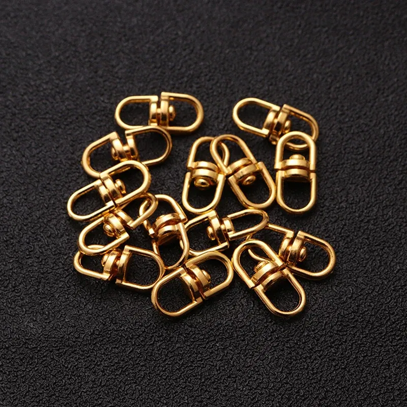 Color: champagne gold - 10pcs Metal Swivel Hook Clasp 20mm Bag Pendant Keychain Component Kc Gold/Gold/Silver Color Connector For Diy Jewelry Making