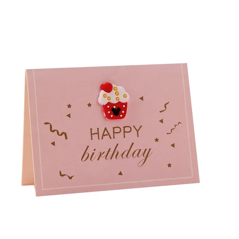 Color: Black - Holiday greeting card Valentine's Day Qixi flower baking birthday thank you message greeting card Invitations Party Supplies