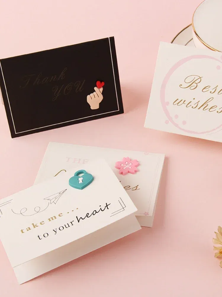 Color: Black - Holiday greeting card Valentine's Day Qixi flower baking birthday thank you message greeting card Invitations Party Supplies