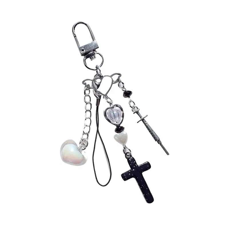 Color: Dark Khaki - Goth Y2K Phone Charm Pendant Kawaii-Key Chain For Bag Cute Accessory Women Guitar Strap Lanyard Beaded Keychain Pendant