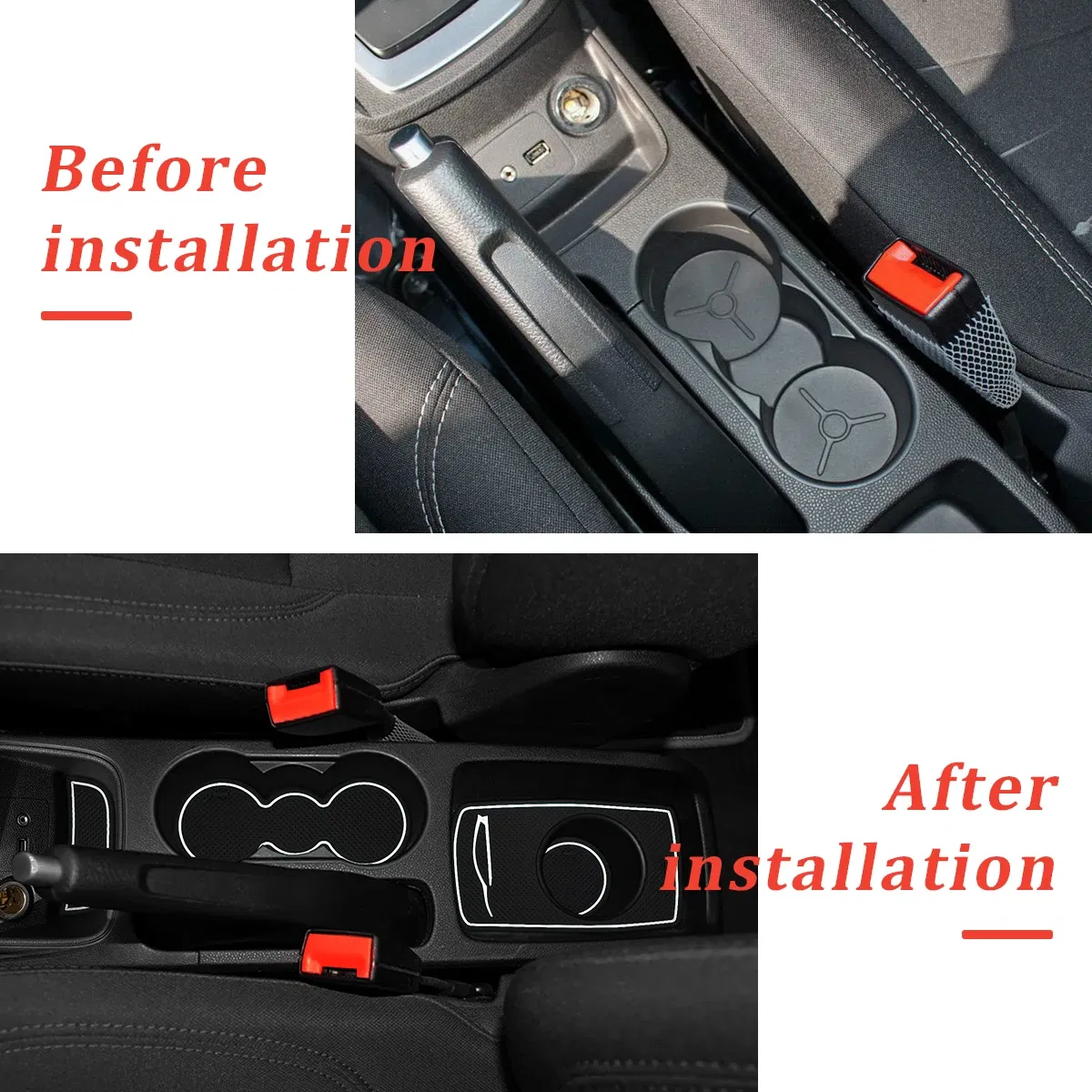 Color: Red - Car Door Groove Mats For Ford Fiesta 2009-2011 2012 2013 2014 2015 Car Cup Holder Cushion Auto Gate Slot Coasters Dust-proof Pad