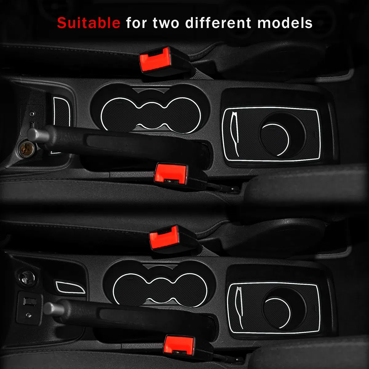 Color: Red - Car Door Groove Mats For Ford Fiesta 2009-2011 2012 2013 2014 2015 Car Cup Holder Cushion Auto Gate Slot Coasters Dust-proof Pad