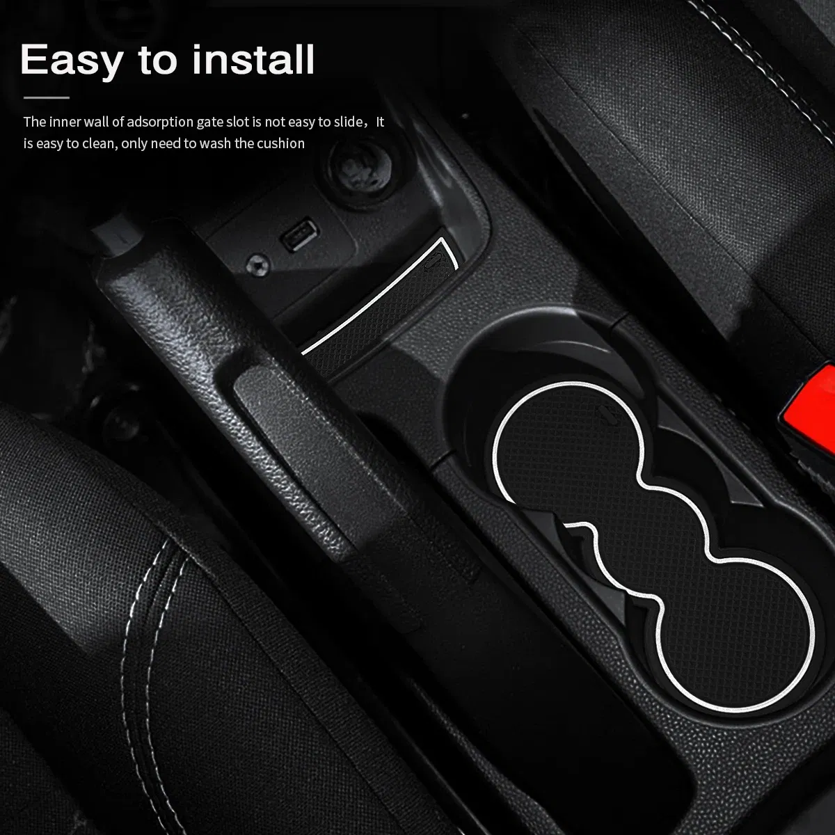 Color: Red - Car Door Groove Mats For Ford Fiesta 2009-2011 2012 2013 2014 2015 Car Cup Holder Cushion Auto Gate Slot Coasters Dust-proof Pad