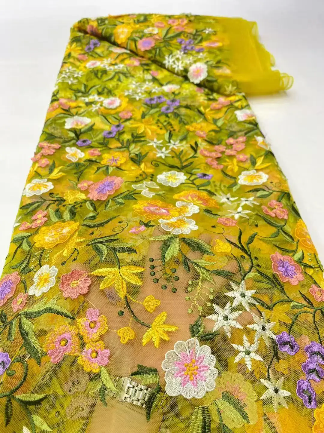 Color: MULTI, Width: 120cm, Length: 5 yards - Purple 3D Flowers French Latest Nigerian Lace Fabrics 2025 High Quality Net African Lace with Beads for Wedding Party 2025