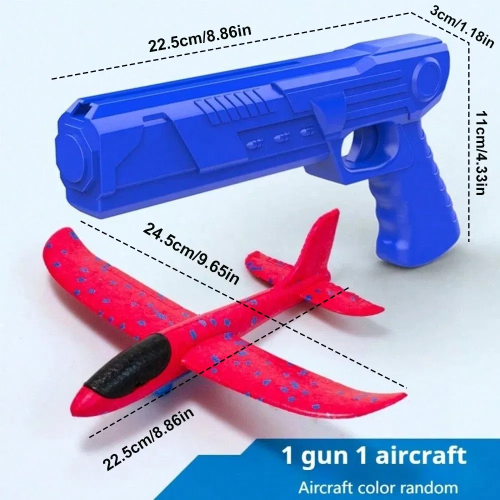 Color: Red - Airplane Launcher Toys Outdoor Sports Flying Toys Children's Foam Ejection Aircraft Toys Birthday Gifts for Boys Girls