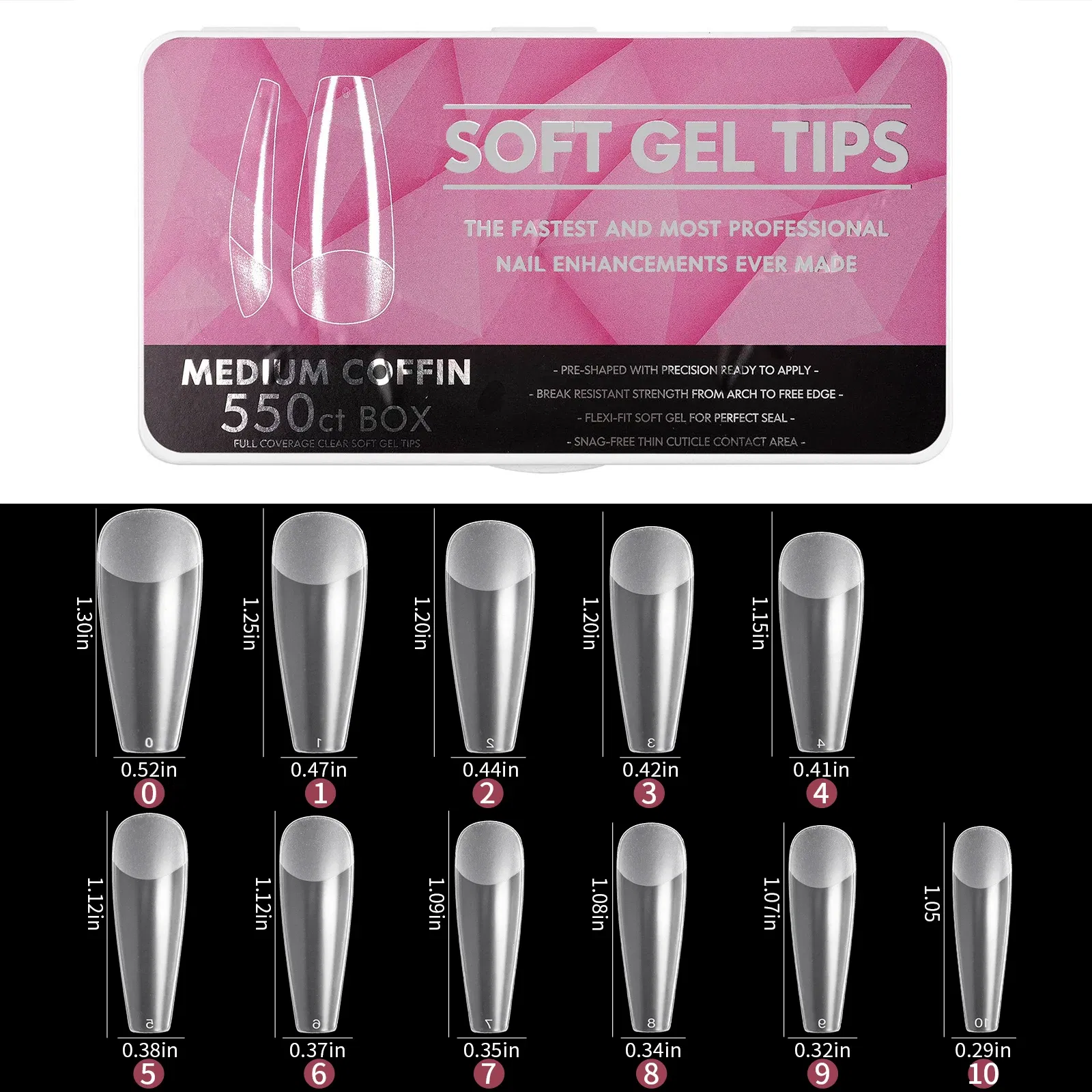 Color: WHITE - 1 Box Clear Acrylic Long Fake Nails Capsules Almond French Coffin Full Half Cover False Nails Artificial Nail Soft Gel Tips