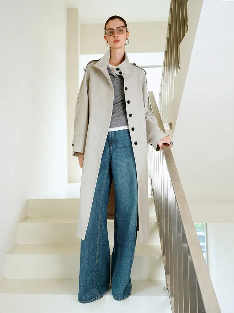 Color: Blue, Size: M - FSLE 【Premium Series?‘Simple and Loose Washed High Waisted Jeans for Women Spring 2025 New Style Jeans 25FS11316