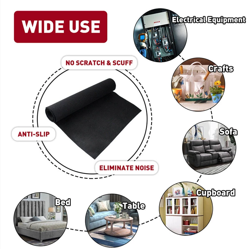 1Mx2M Car Underfelt Carpet Stain Resistant Replacement Renovate Upholstery Auto Floor Trunk Boat Mat Felt Fabric Black