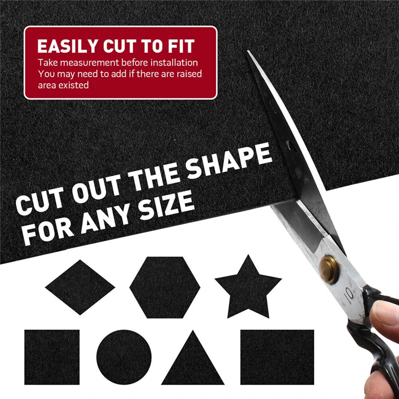 1Mx2M Car Underfelt Carpet Stain Resistant Replacement Renovate Upholstery Auto Floor Trunk Boat Mat Felt Fabric Black