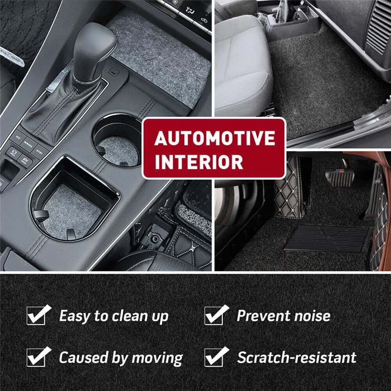 1Mx2M Car Underfelt Carpet Stain Resistant Replacement Renovate Upholstery Auto Floor Trunk Boat Mat Felt Fabric Black