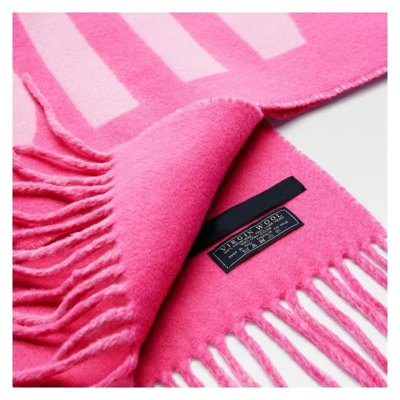 Color: Gold - 2025 100% wool scarf for women luxury brand winter thick warm neck scarves monogram high quality ladies fashion cashmere shawl