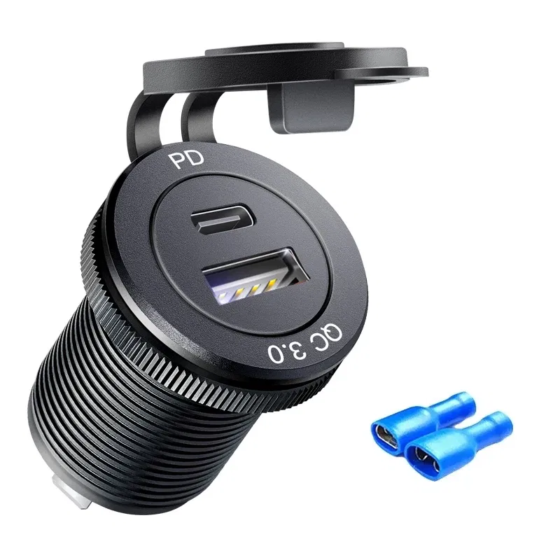 Color Name: Pink, Ships From: CHINA - 12V Car Fast Charger Power Socket QC3.0 and PD USB Port Car Charger Adapter fast charging for Car Boat Marine RV Motorcycle