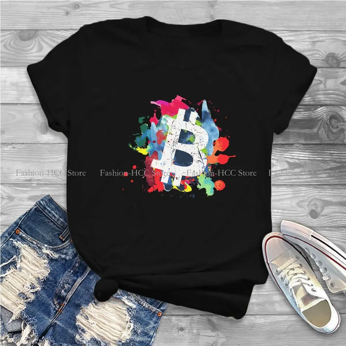 Color: black, Size: XXL - Bitcoin Polyester TShirts Art Personalize Men's T Shirt Funny Clothing