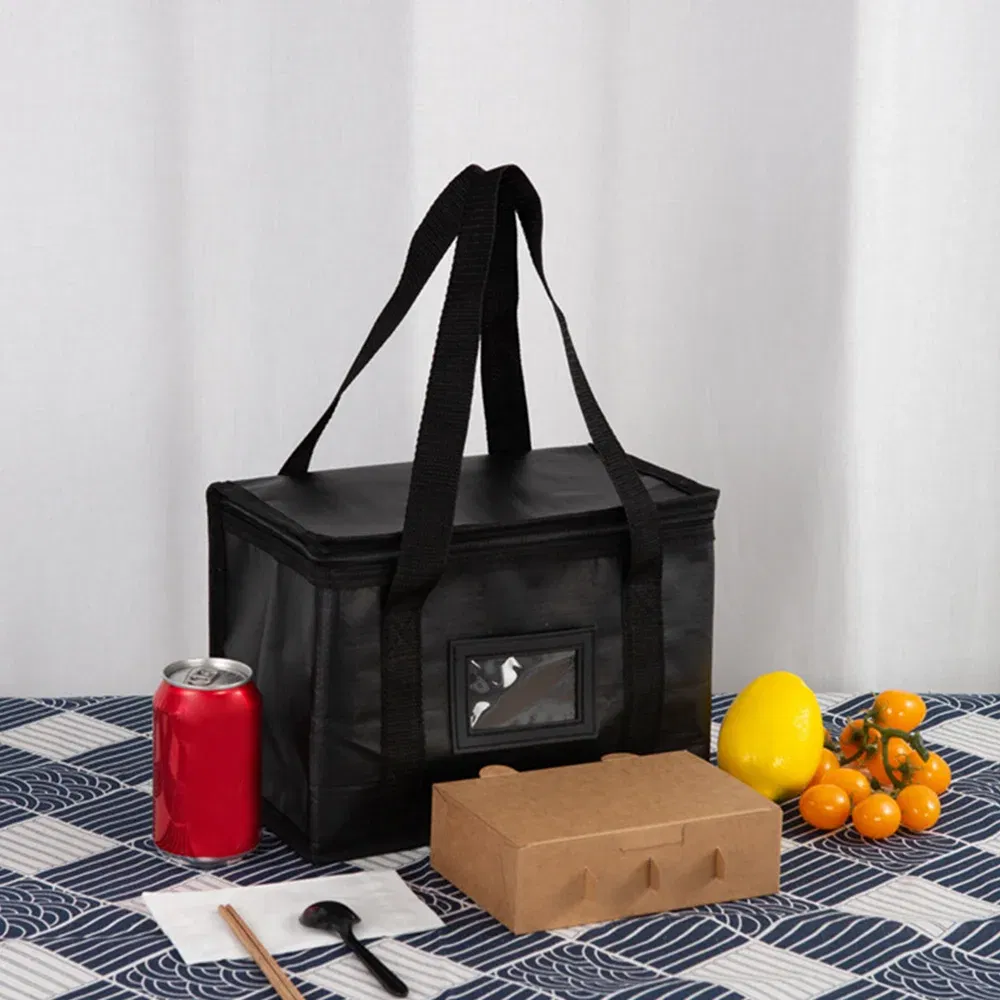 Color: black - Insulated Thermal Cooler Bag Drink Storage Large Chilled Bags Cool Lunch Foods Lunch Box Zip Picnic Tin Foil Food panier repas